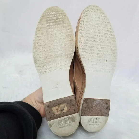 AGL 36 Juliet  Calf Leather Rose Metallic Oxfords Cork Rubber Soles - Picture 4 of 16